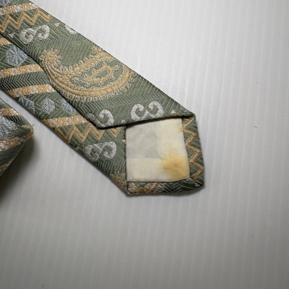 SUPERBA Vtg Mid-Century 50s-60s Green Geometric/Paisley Neck Tie Polyester - Picture 5 of 5